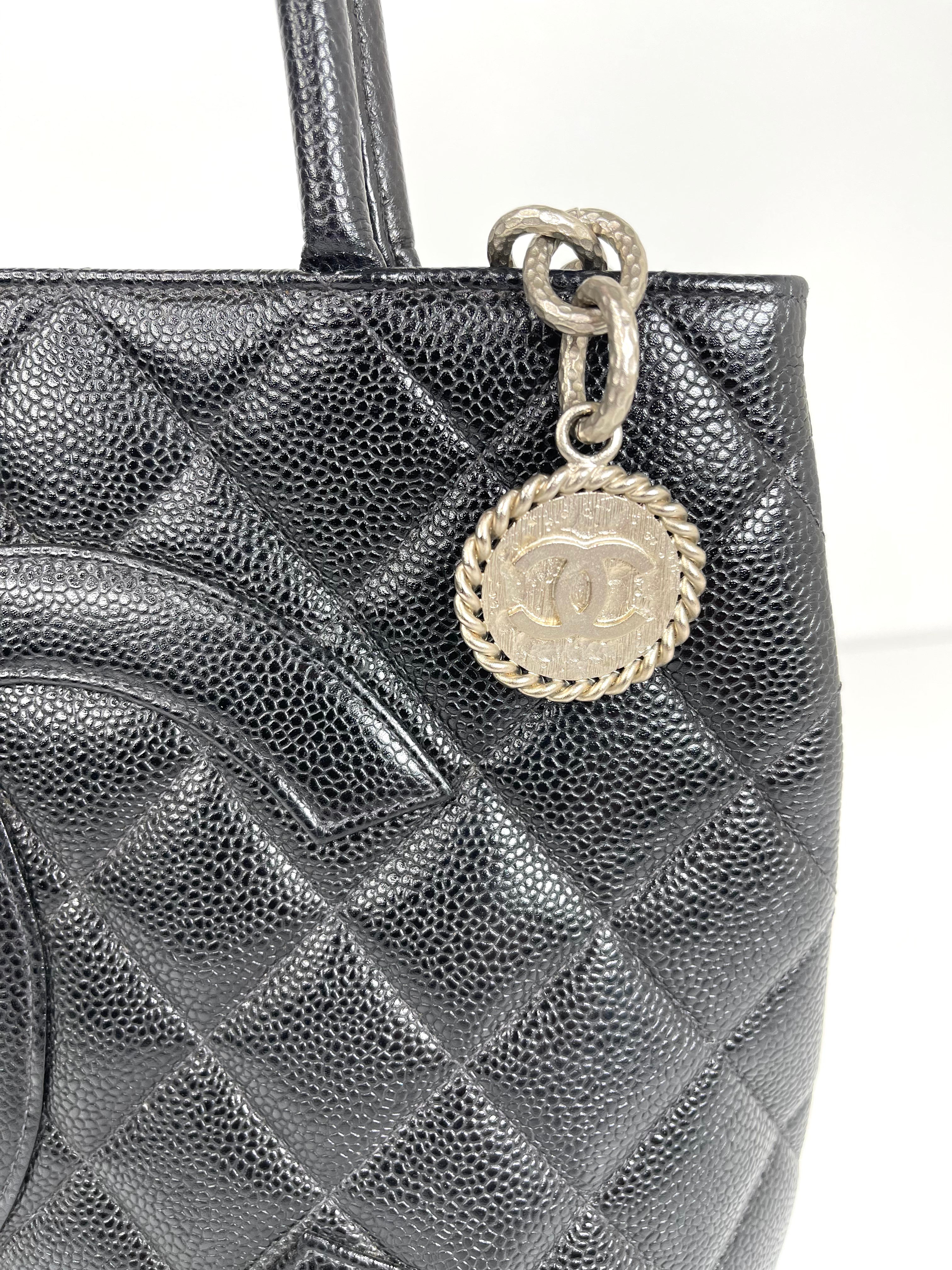 Chanel Black Vintage Medallion Tote Bag
