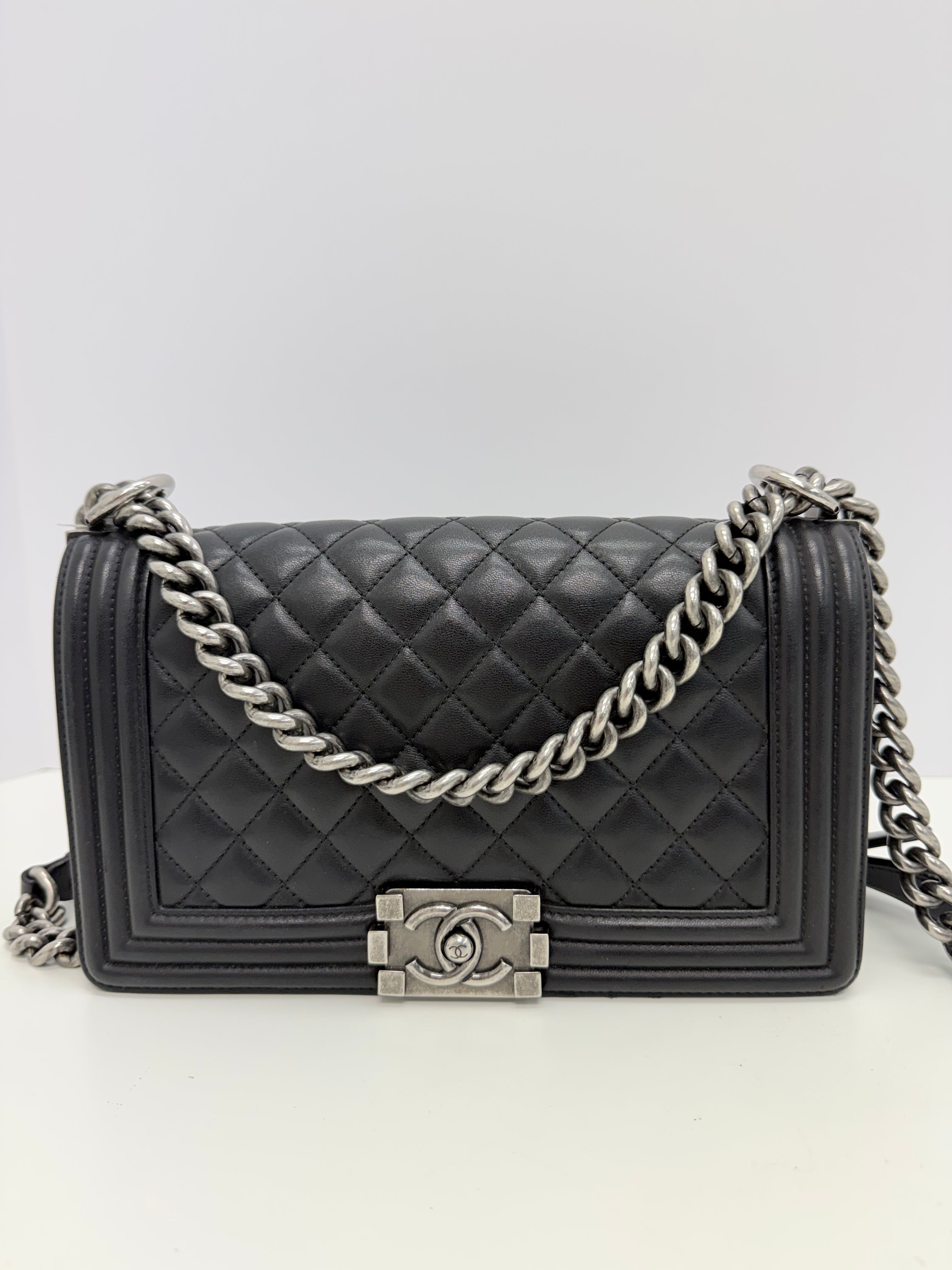 Chanel Boy Medium Black Quilted Leather Flap Bag