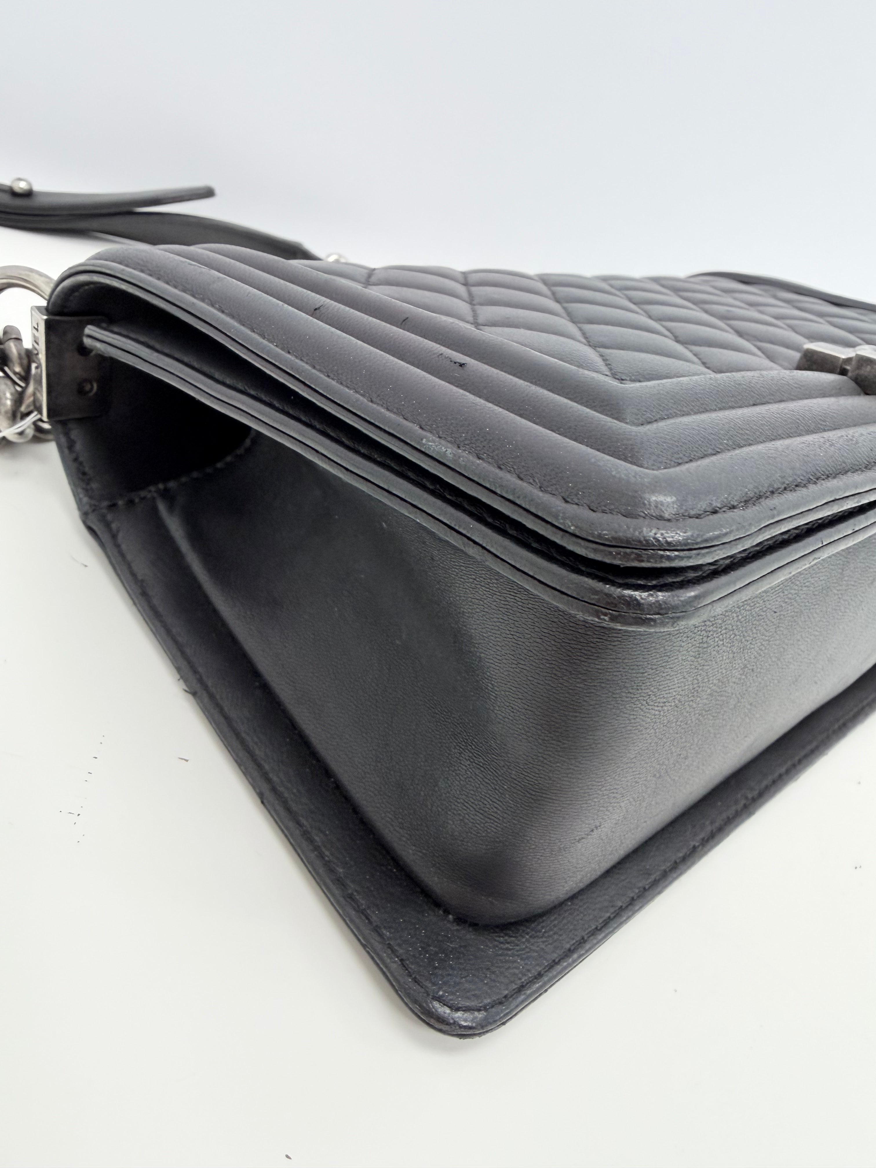 Chanel Boy Medium Black Quilted Leather Flap Bag