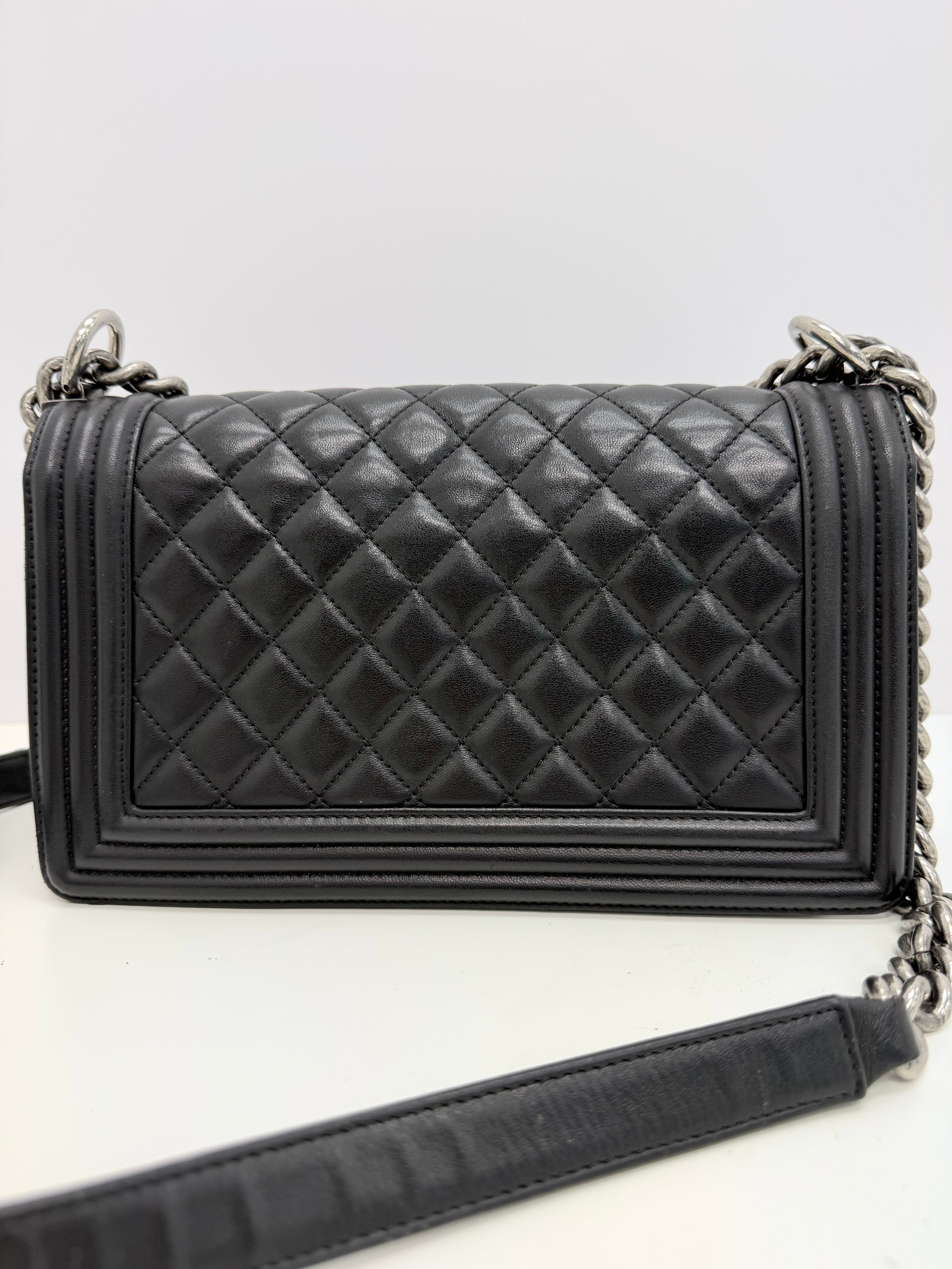 Chanel Boy Medium Black Quilted Leather Flap Bag