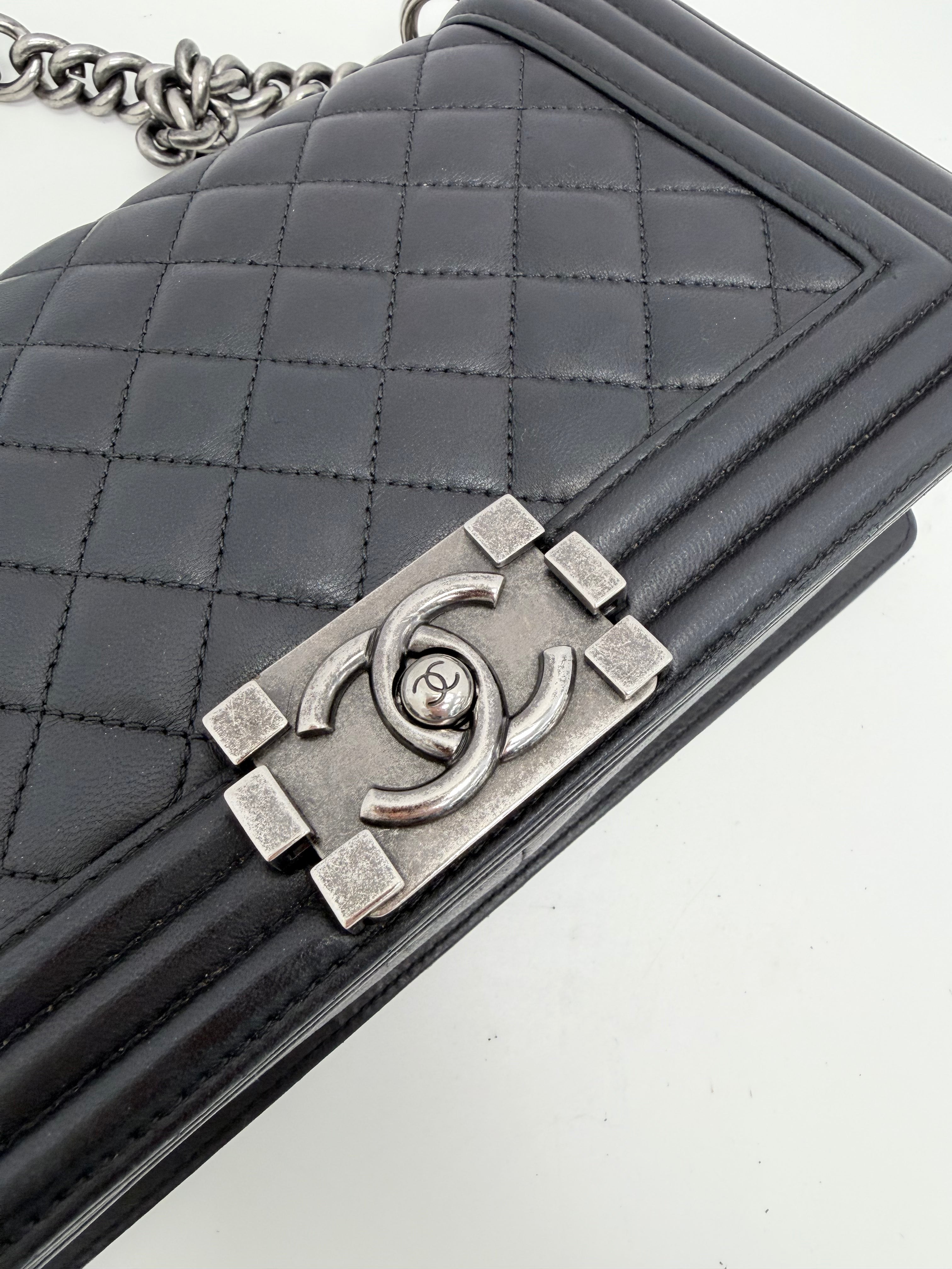 Chanel Boy Medium Black Quilted Leather Flap Bag