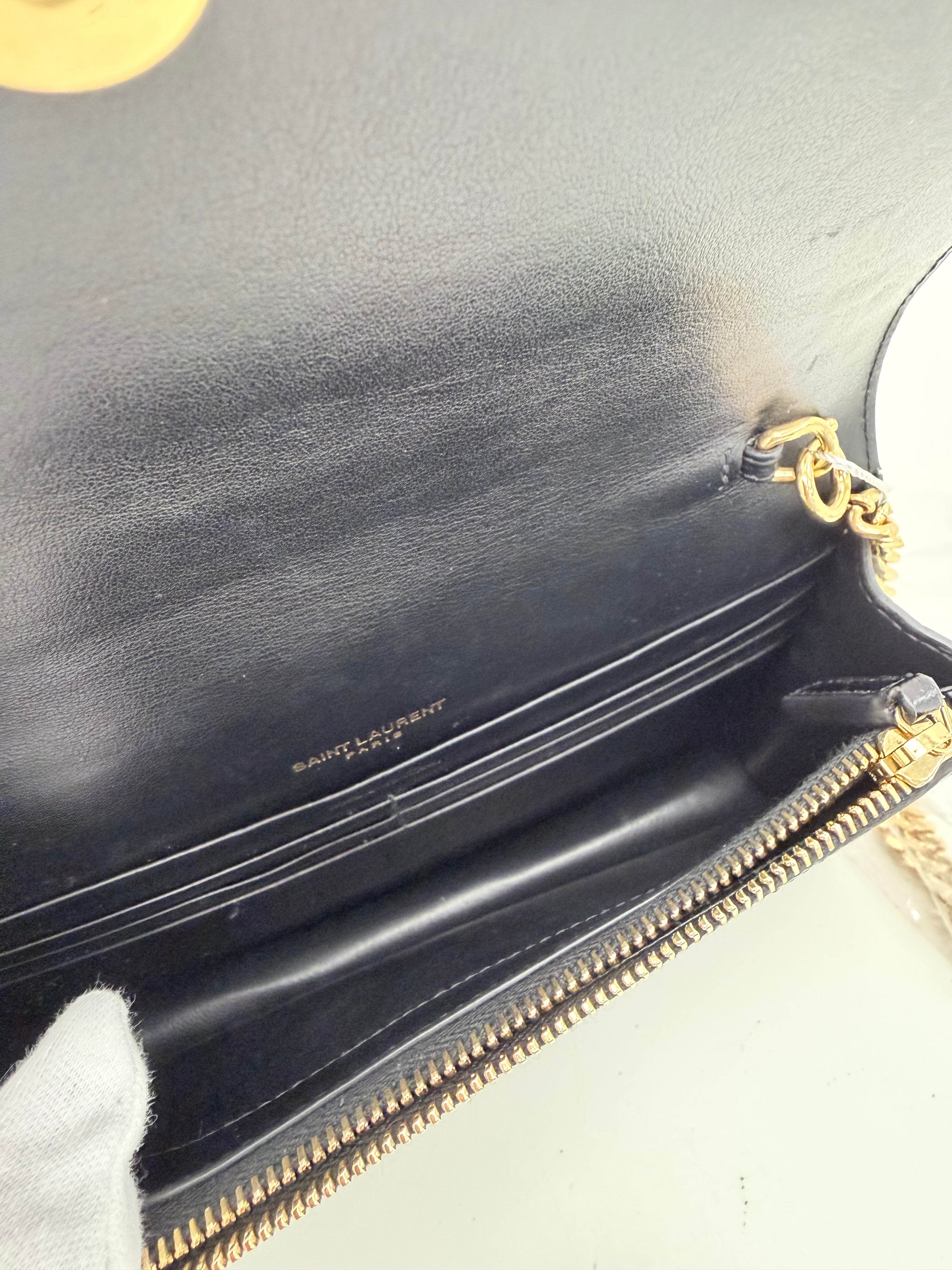 Saint Laurent  Crocodile Embossed Kate Tassel Crossbody Bag Small